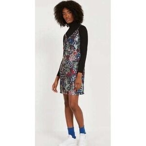 FRANK & OAK Women's Dress Mini slip jacquard floral Small NWT 2510160 side zip